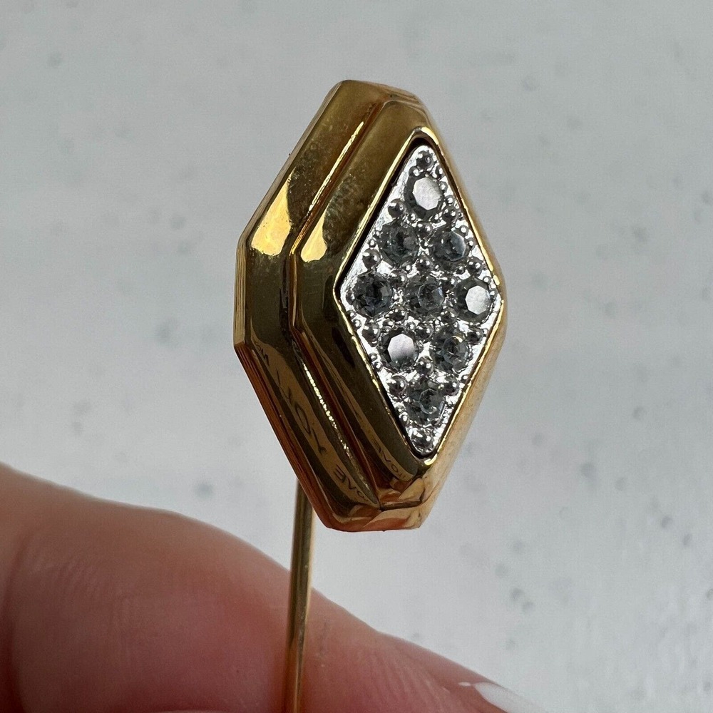 Vintage Avon Gold-Tone Marquise‎ Shaped Crystal Pave Rhinestone Stick Pin/Brooch